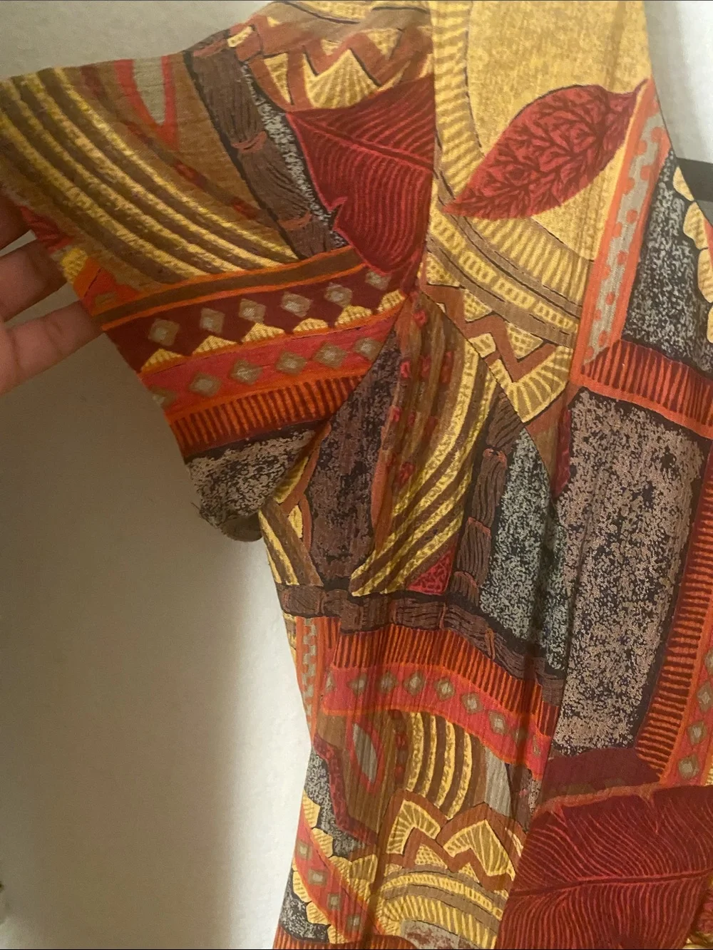 Abstract Print Short-Sleeve Maxi  jumpsuit in Rust Multi - Picture 4 of 8